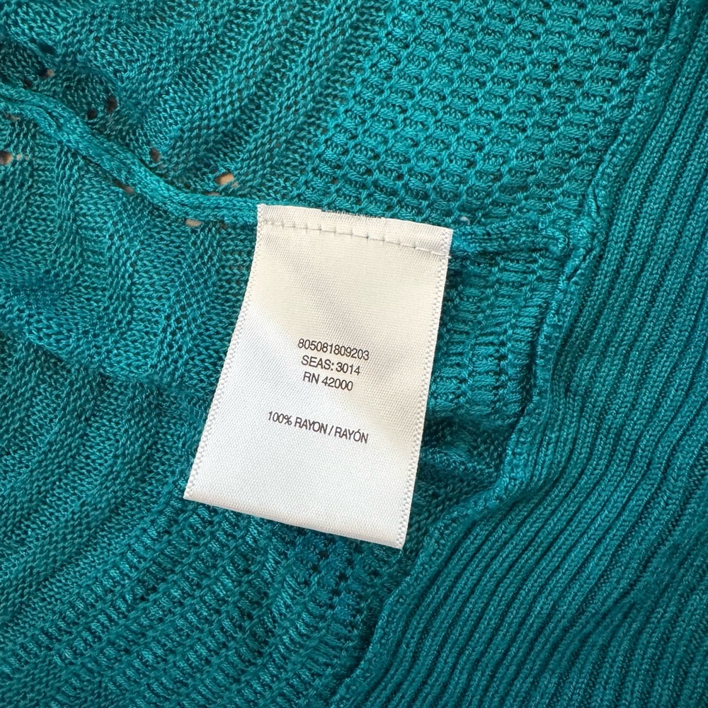 Jaclyn Smith Teal Textured Open Shrug Size 2X New With Tags - Picture 7 of 8